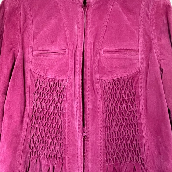 Genuine Pink Suede Leather Dress Coat (lightly lined) - Picture 4 of 7